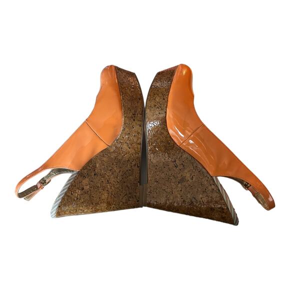 Sam Edelman Mallory Cork Wedge orange slingback size 7.5 - Picture 9 of 13